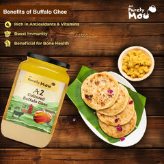 100% Natural A2 Cultured Buffalo Ghee By AMP Purely Moo | Traditional Bilona Method Healthy Buffalo Desi Ghee For Garnish | (500ml) 16.9 Ounce | Jar Pack