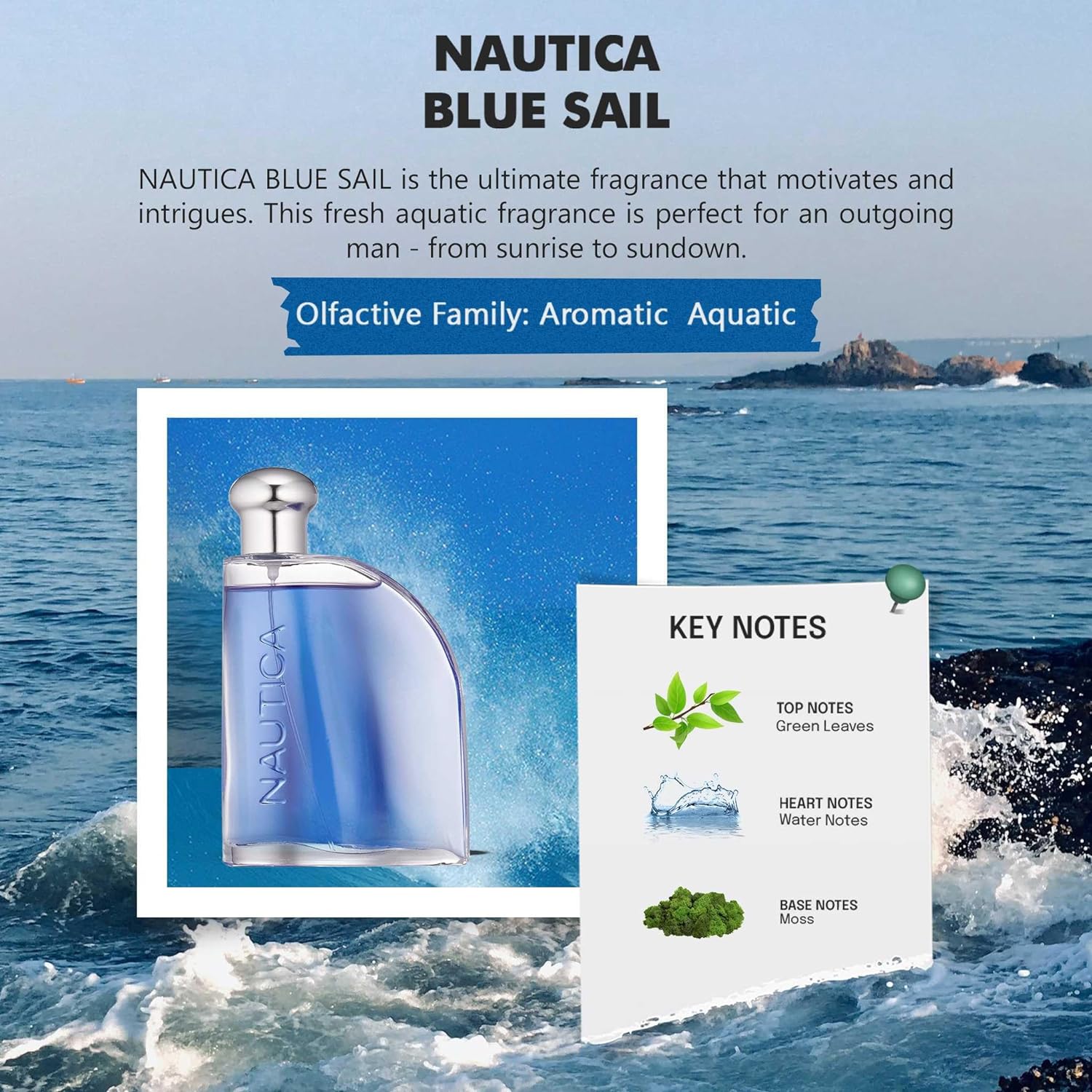 Nautica Blue Sail Eau De Toilette Vaporisateur Spray 100ml 3.4 Fl.oz. Men Fragrance | Long Lasting