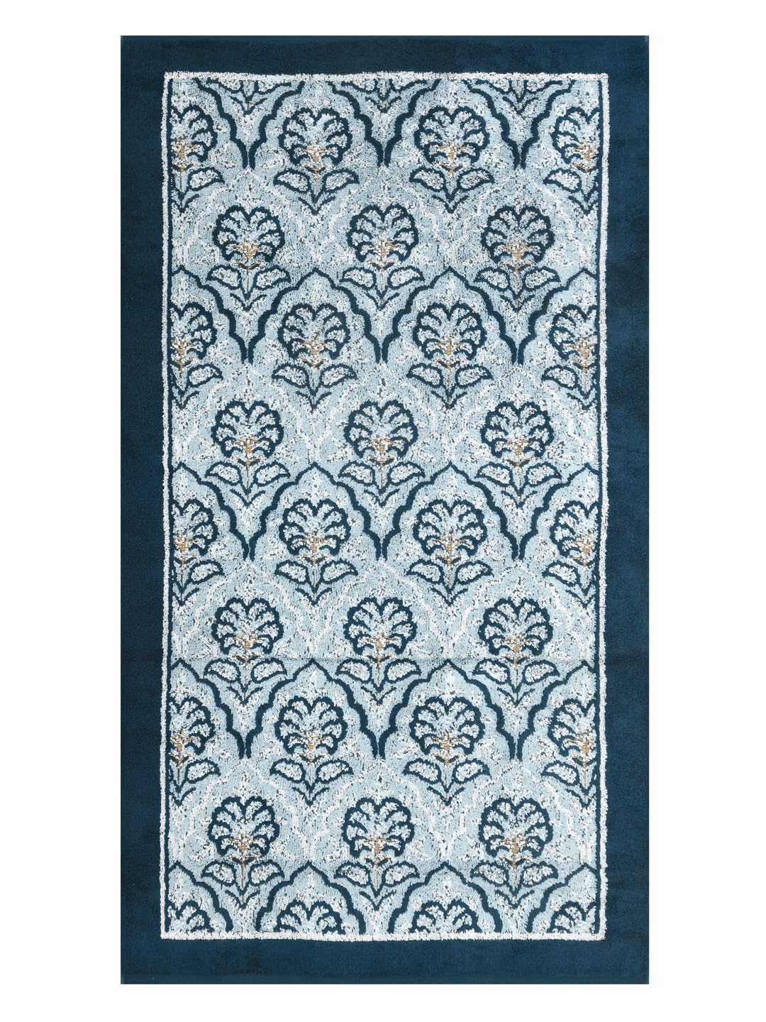 Homefresh Print Cotton Bath Towel 500 Gsm | Geometric Pattern Navy Blue & Grey (Zubaan)