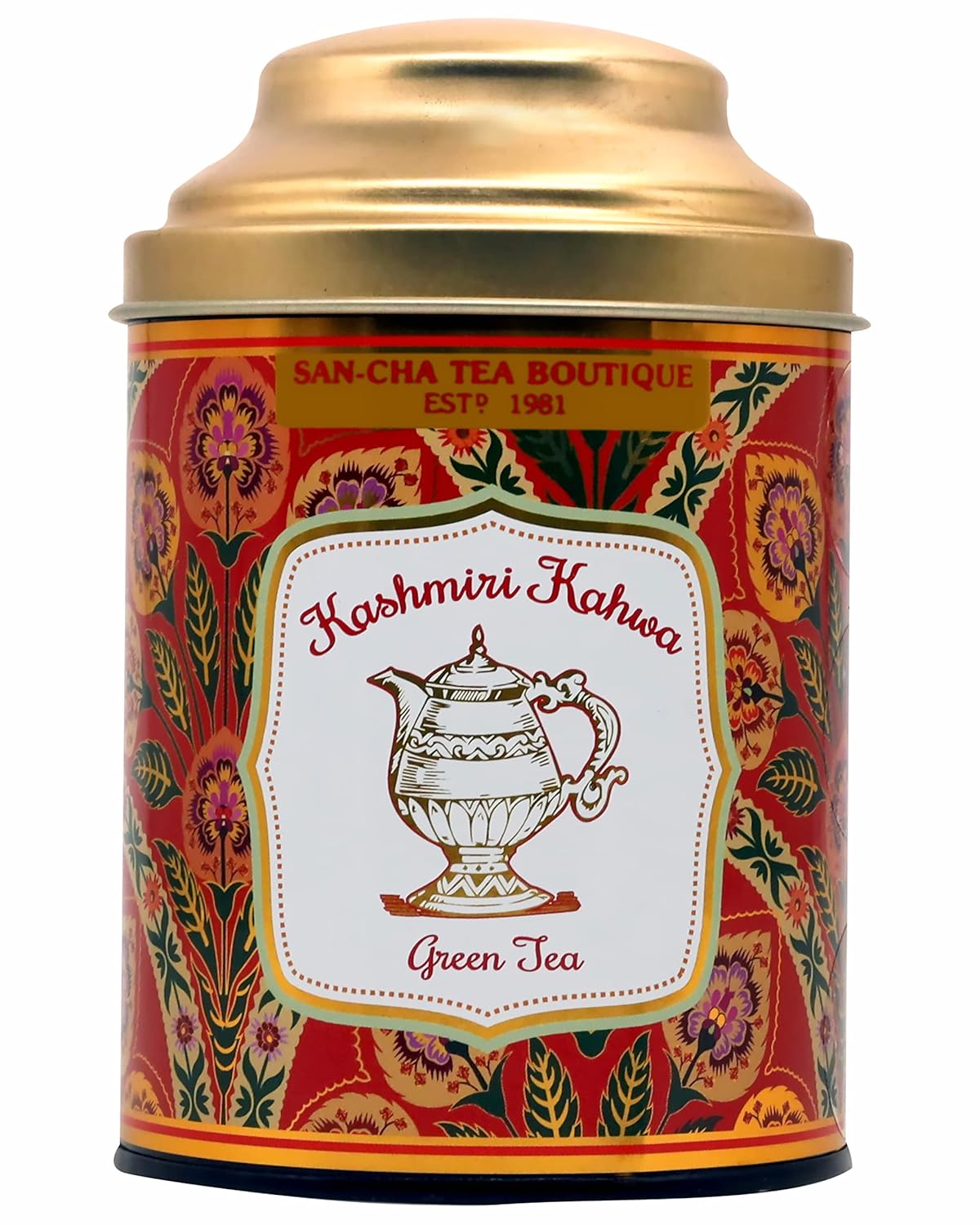 San-Cha Kashmiri Kahwah Green Tea - 50gm, 1.7 Ounce | Pure Almond & Cinnamon - Environment Friendly & Made In Corn Fiber | Low Caffeine