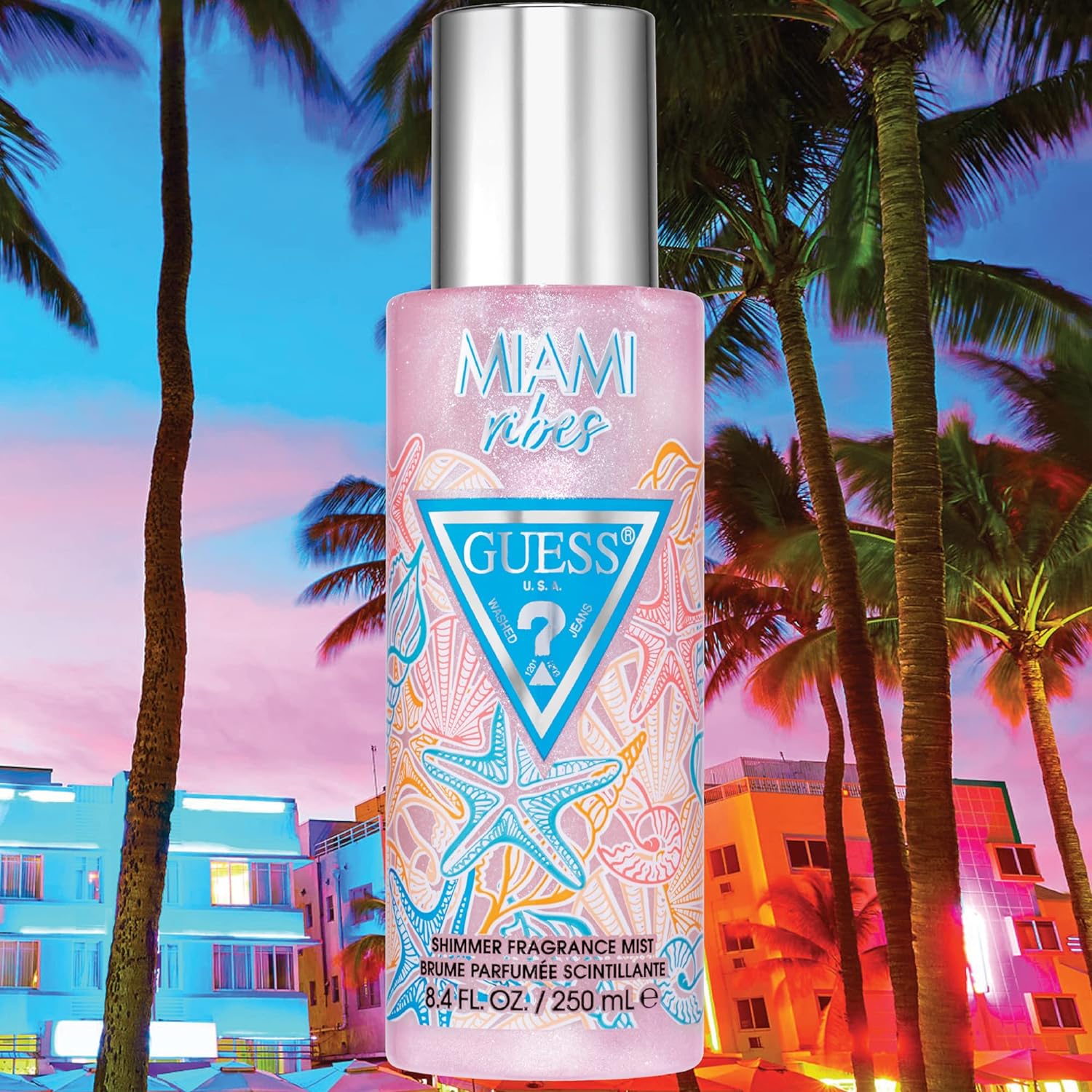 Guess Miami Vibes Shimmer Fragrance Fresh Body Mist For Women 250ml 8.4 Fl.oz.| Long Lasting