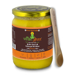 Premium A2 Gir Cow Cultured Desi Ghee From Kesariya Farm By Vedic Ghee | Bilona Two Way Churned Natural & Healthy Ghee Good For Body Health (500ml) | 16.9 Ounce | Jar Pack
