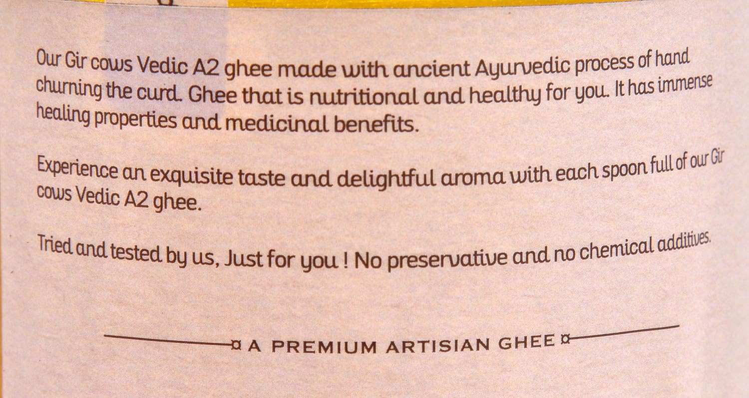 Organic Natural Desi Gir Cow A2 Ghee By Matratva | Naturally & Healthy Pure Vedic Cow Ghee Perfect For Digestive Health | (1 Litre) 33.8 Ounce | Jar Pack