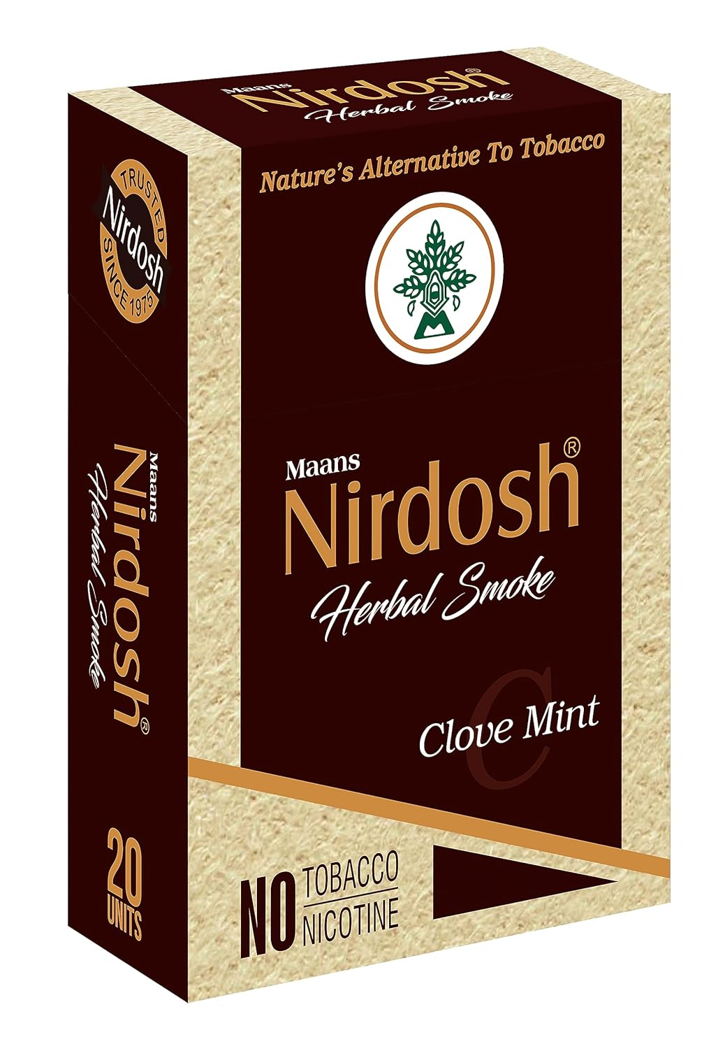 Herbal Cigarette Rolled In 100% Organic Natural Paper & Made With Herbal Ingredients - Clove Mint Flavored Tobacco Free & Nicotine Free Herbal Smoke | Pack Of 20 Herbal Cigarettes