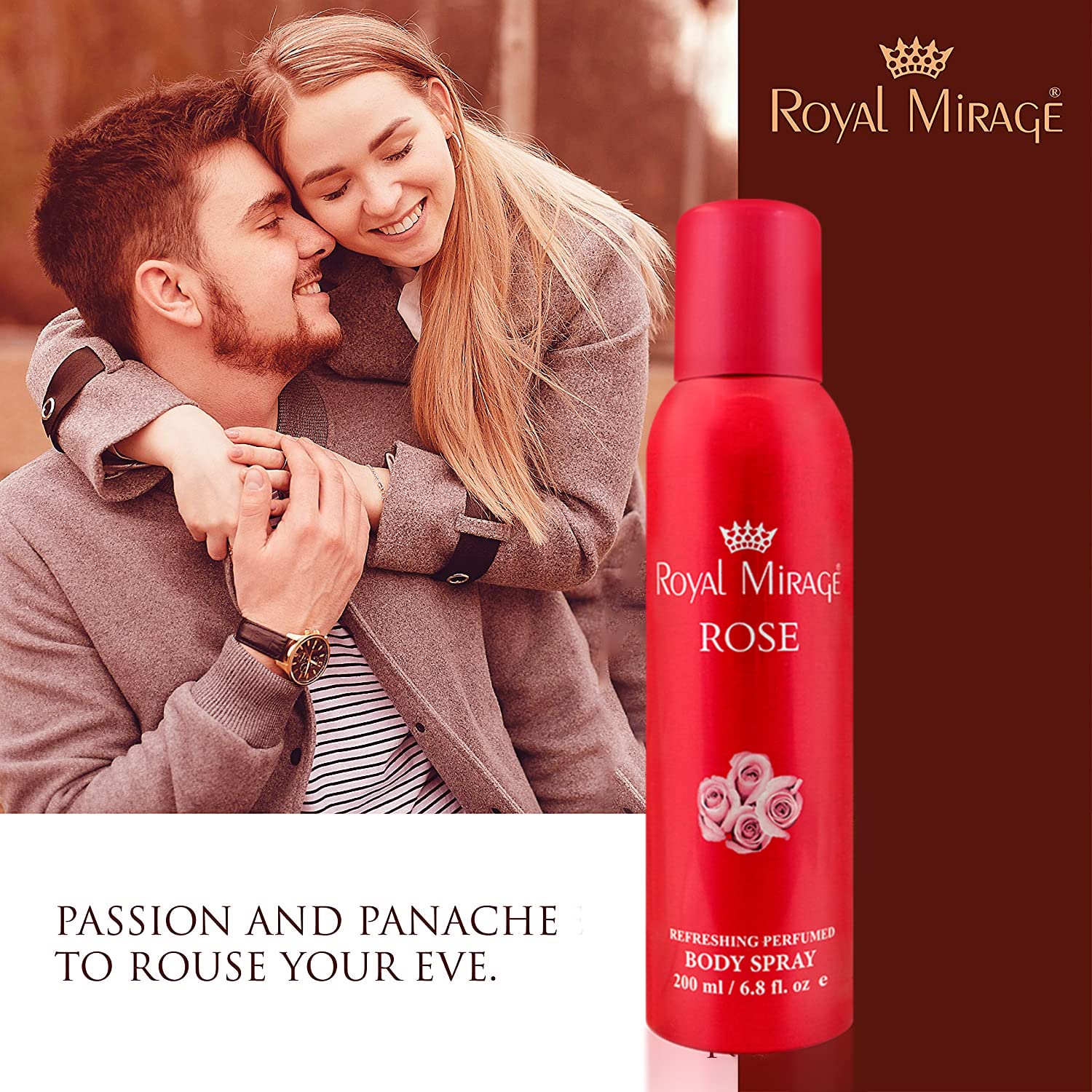 Royal Mirage Rose Refreshing Perfumed Body Spray 200ml 6.8 Fl.oz. Unisex Fragrance