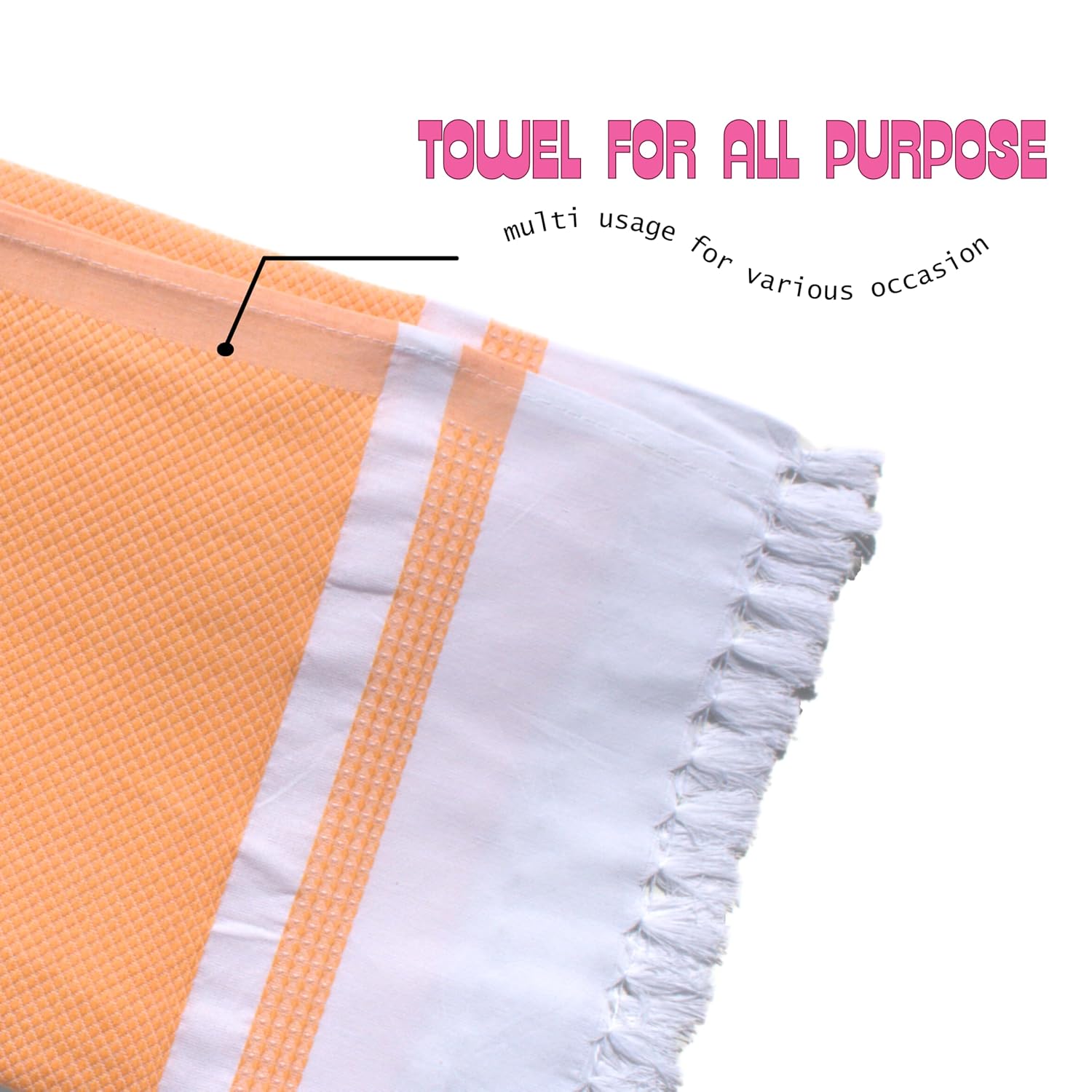 Pure Cotton Turkish Bath Towel 700 Gsm | Extra Soft Plush Light Weight Quick Dry Travel Thin Towels (Golden & Orange) - Pack Of 2