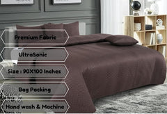 Luxurious Bedsheet For Double Bed With 2 Pillow Cover + 2 Cushion Cover - 90 X 100 Inches, Coffee | All Weather 5 Pcs Glace Cotton Ultrasonic TC - 280