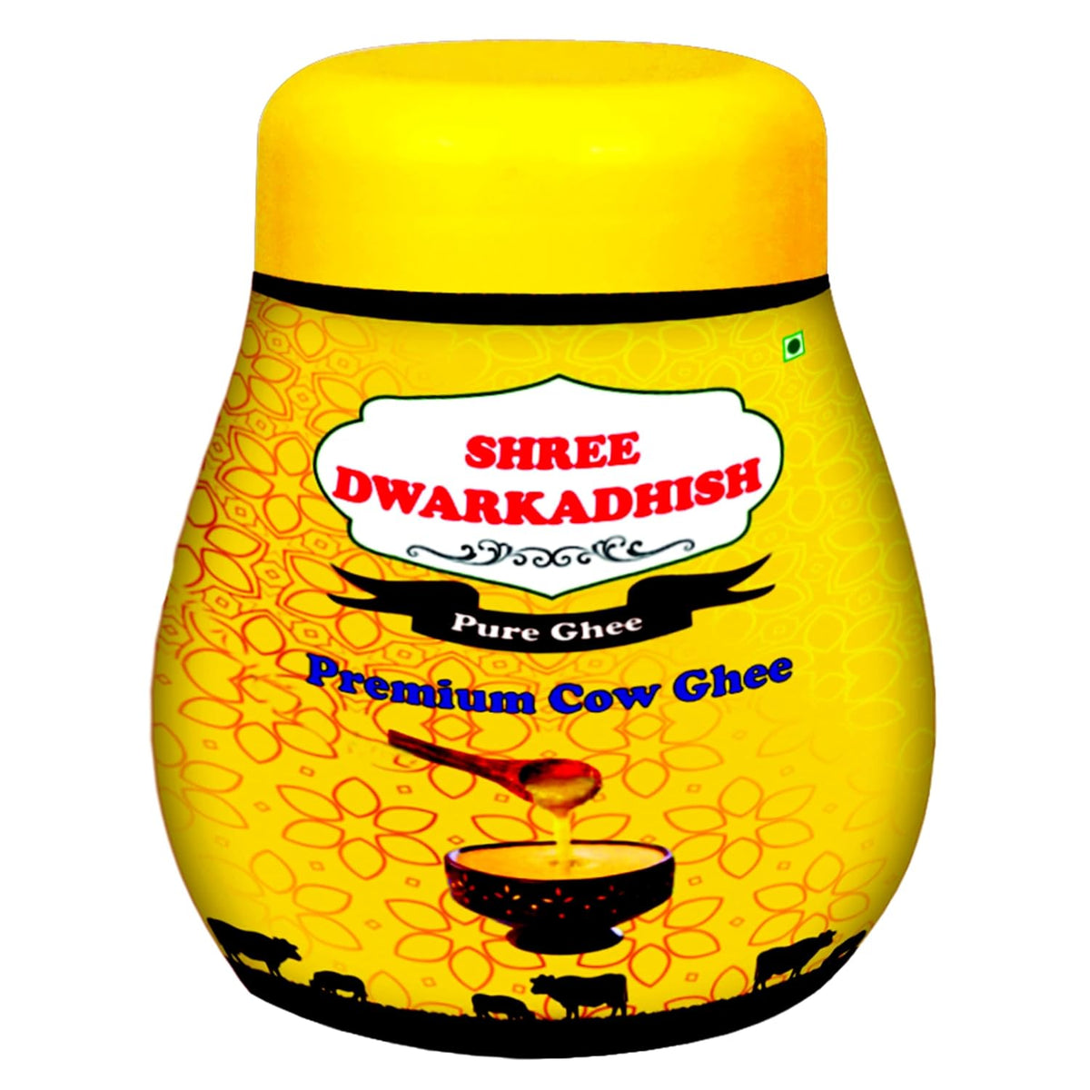 Premium Desi Cow Ghee By Shree Dwarkadhish | Rich In Nutrients & Healthy Desi Cow Ghee Good For Baking | (1 Litr) 33.8 Ounce | Jar Pack