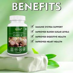 Nutridig's Garlic Extract Capsules, For Manage Cholesterol Level, Healthy Heart, Immunity & General Wellness | 90 Capsules 100gm 0.2lbs