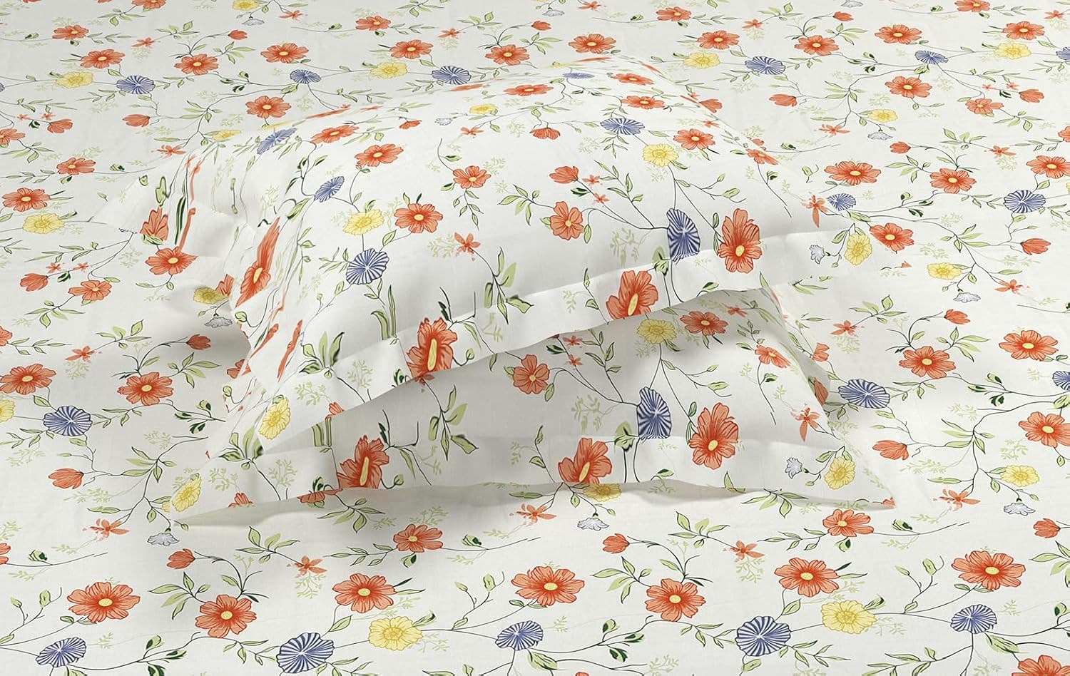Soft Cotton King Size Bedsheet For Double Bed With 2 Large Size Pillow Covers | 108 X 108 Inches, White & Rust - Ultra Soft, Breathable, Softness | All Season, Summer, Winter