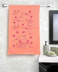 Jbg Home Store Kids Bath Towel 500 Gsm | Premium Microfiber Quick Drying Towels For Babies, Cartoon Print Wash Dry Cloth Towel (Pink & Peach Bear) - 2 Pcs