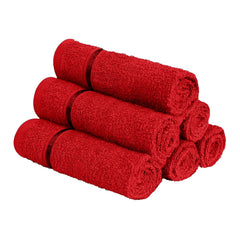 Story@Home 6 Piece 450 Gsm Cotton Face Towel Set - Wine Red