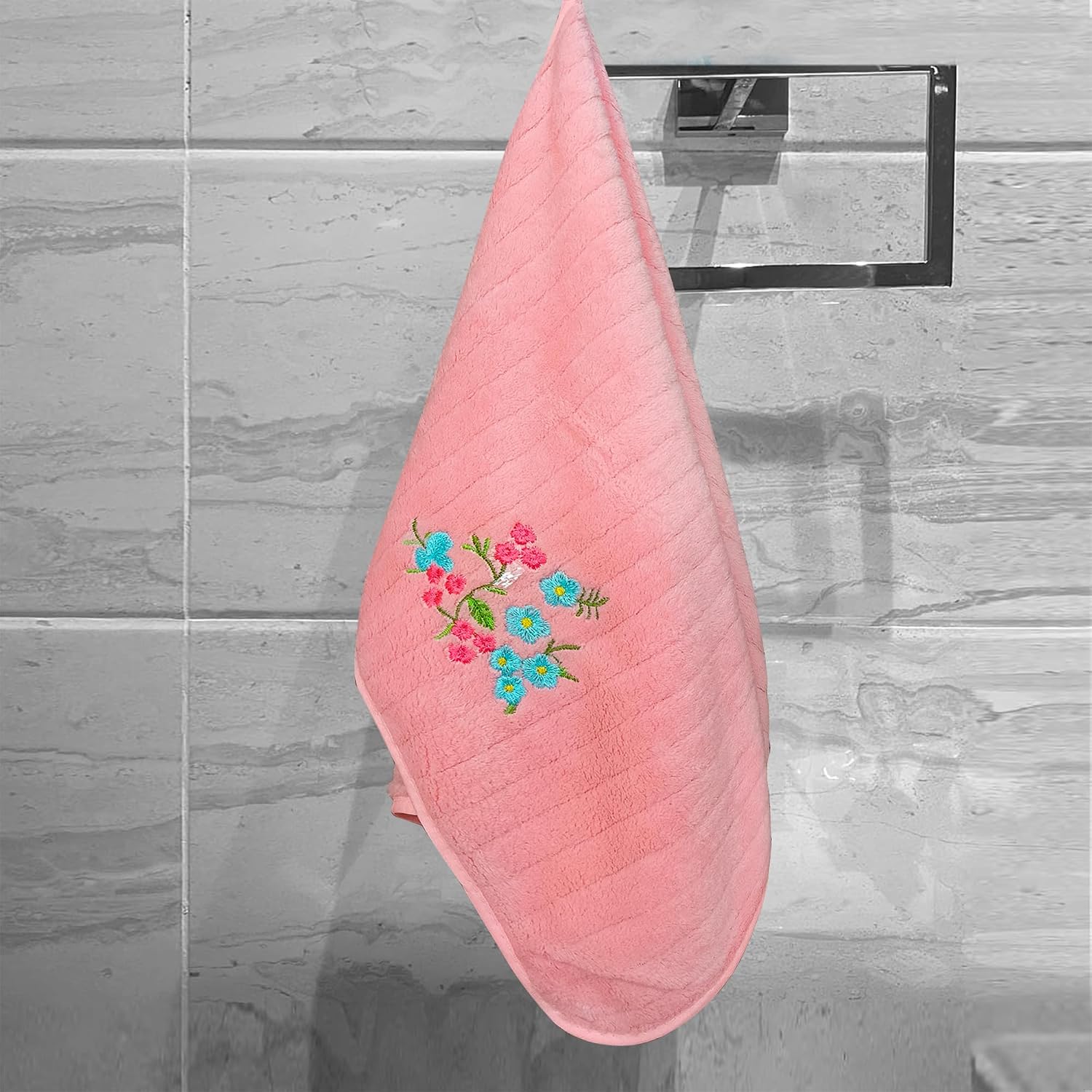 Enrich Homes Hand Small Towels 600 Gsm | Soft Microfiber Face Towels For Men & Women Kitchen & Bathroom Towel Set (Light Pink)- Set Of 4
