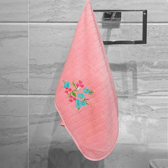 Enrich Homes Hand Small Towels 600 Gsm | Soft Microfiber Face Towels For Men & Women Kitchen & Bathroom Towel Set (Light Pink)- Set Of 4