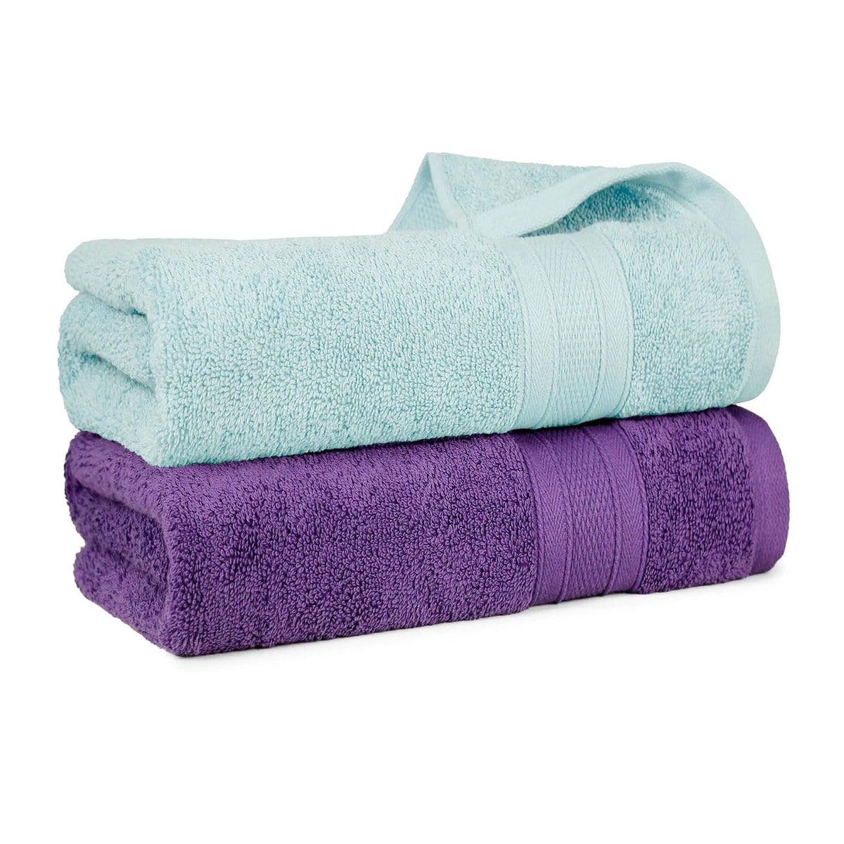 Mytrident Soft Comfort Air Rich 100% Cotton Bath Towel 1000 Gsm | Highly Absorbent Towels For Men & Women Bath Towel (Nile Blue & Plum) - 2 Pcs