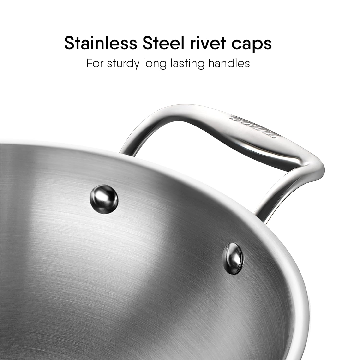 Artisan Triply Stainless Steel Round Bottom Kadhai With Lid 1.8 Liters, 20cm | Extra Deep Kadai