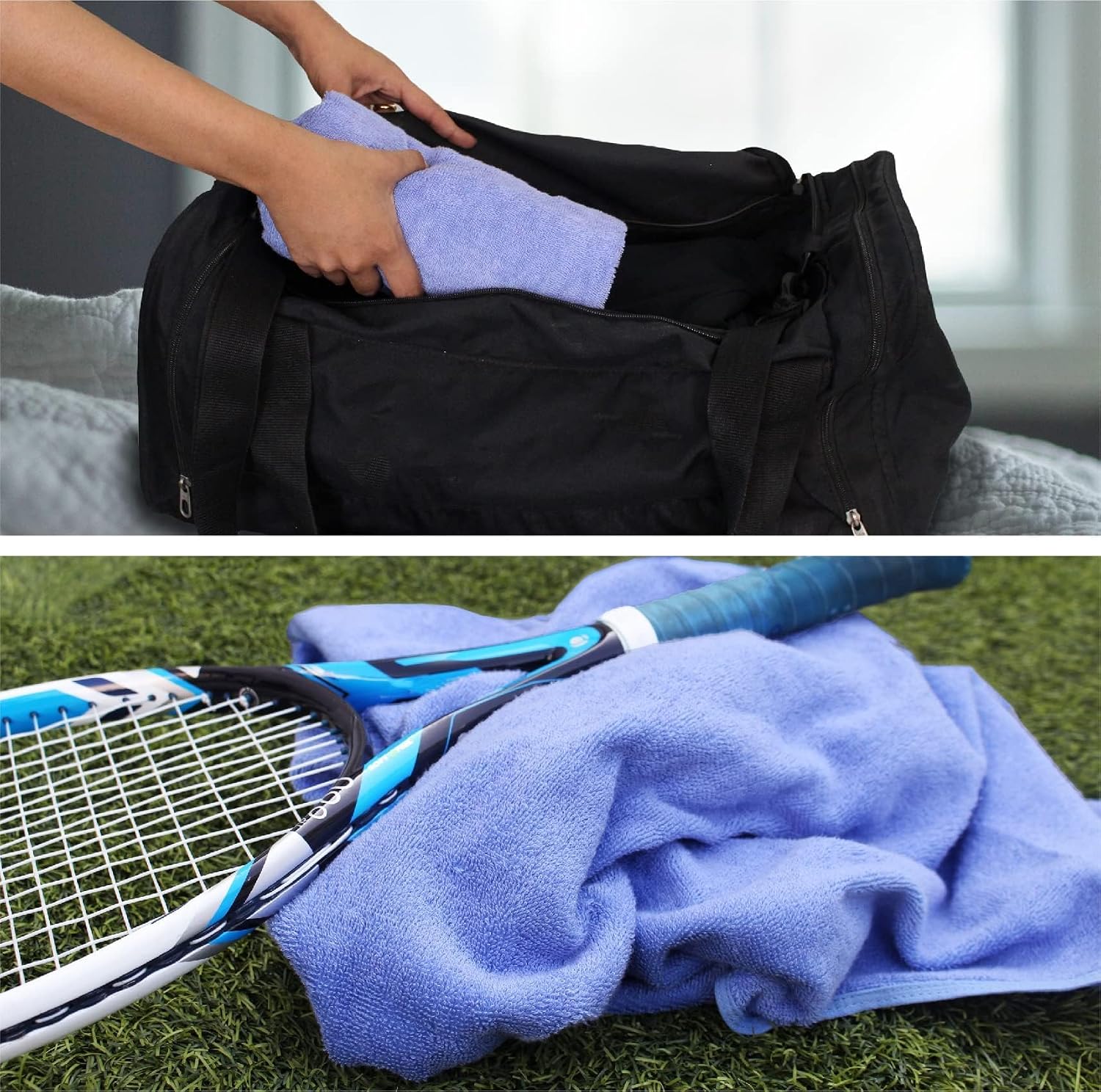 Heelium Bamboo Bath Towel 4x Softer & Quick Drying 400 Gsm (Iris & Grey)