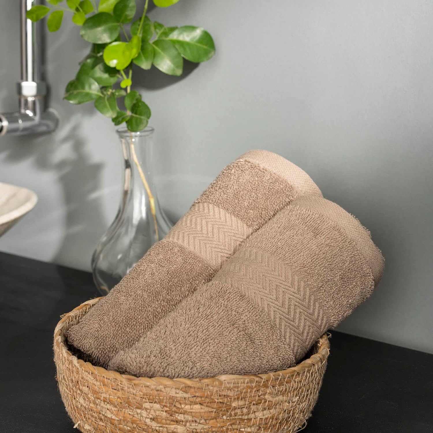 Ddecor Cotton Hand Towel 500 Gsm - Pack Of 2 (Beige)
