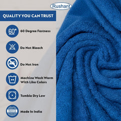 Rushant 100% Combed Cotton Hand Towels 400 Gsm | Ultra Soft, Quick Dry & Super Absorbent For Home, Gym & Travel (Navy Blue) - Set Of 2