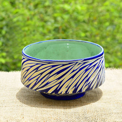 Studio Pottery Ceramic Cutwork Serving Bowl - Blue & Off White, Diameter – 16.5 Cm, 1500ml | Vegetable & Pasta Serving Bowl - Mixing Bowl