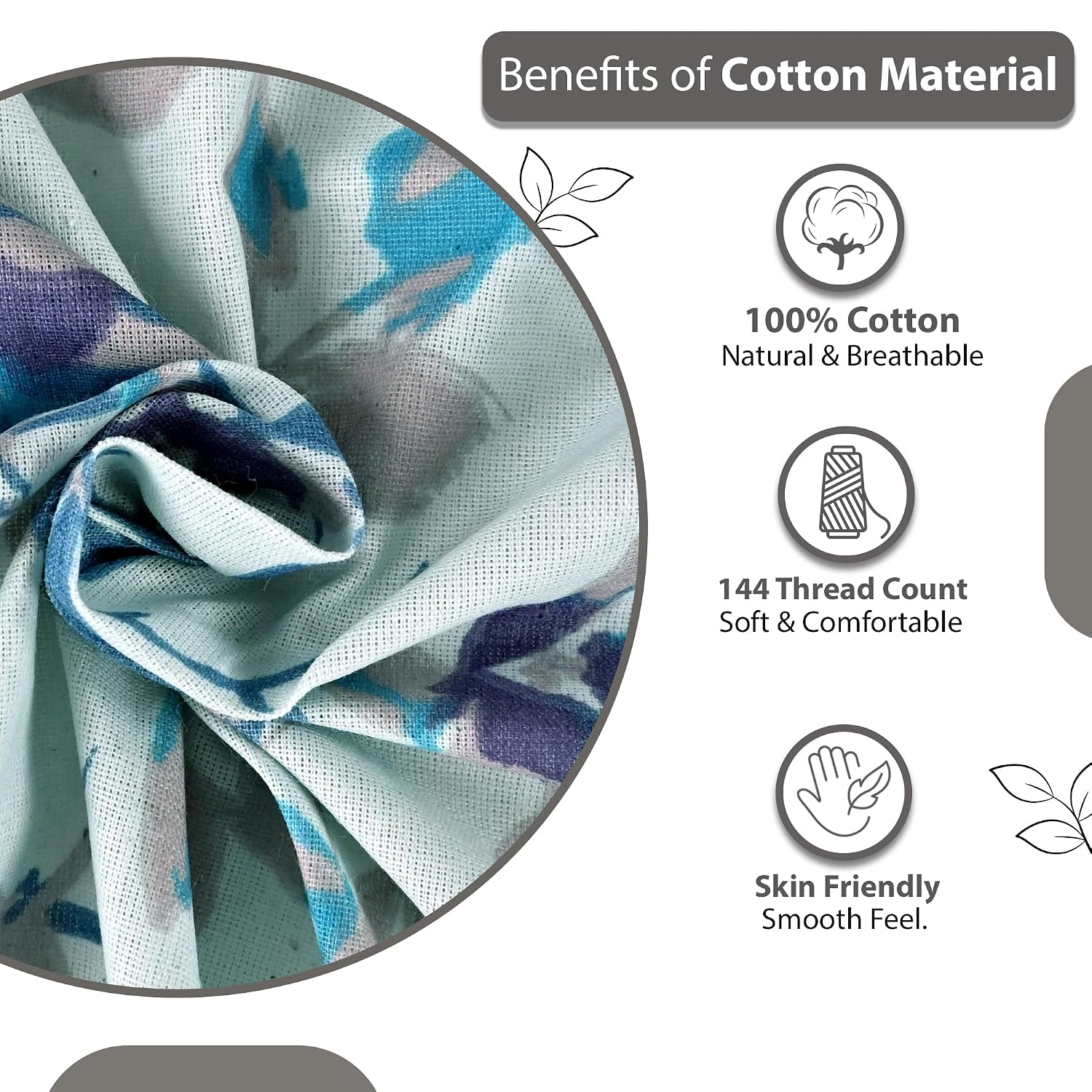Cotton Double Bedsheet With 2 Pillow Covers - 87 X 100 Inches, Lavender Blue | Smooth & Comfortable For Daily Use - All Weather Coziness & Bedroom Style