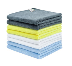 Softspun Microfiber Cloth 340 Gsm | Thick Lint & Streak-Free Multipurpose Cloths Automotive Microfibre Towels For Car Bike Cleaning Polishing Washing & Detailing (8 Pcs) | Multicolor