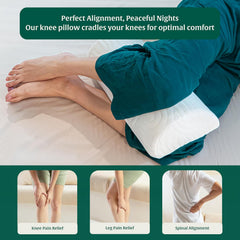 Orthopedic Soft Memory Foam Pillow, For Pain Relief, White - 19 X 8 X 3.5 Inch | Half Moon Multiuse Knee, Leg & Back Support | Bolster Pillow For Neck Pain Relief, Washable Cover