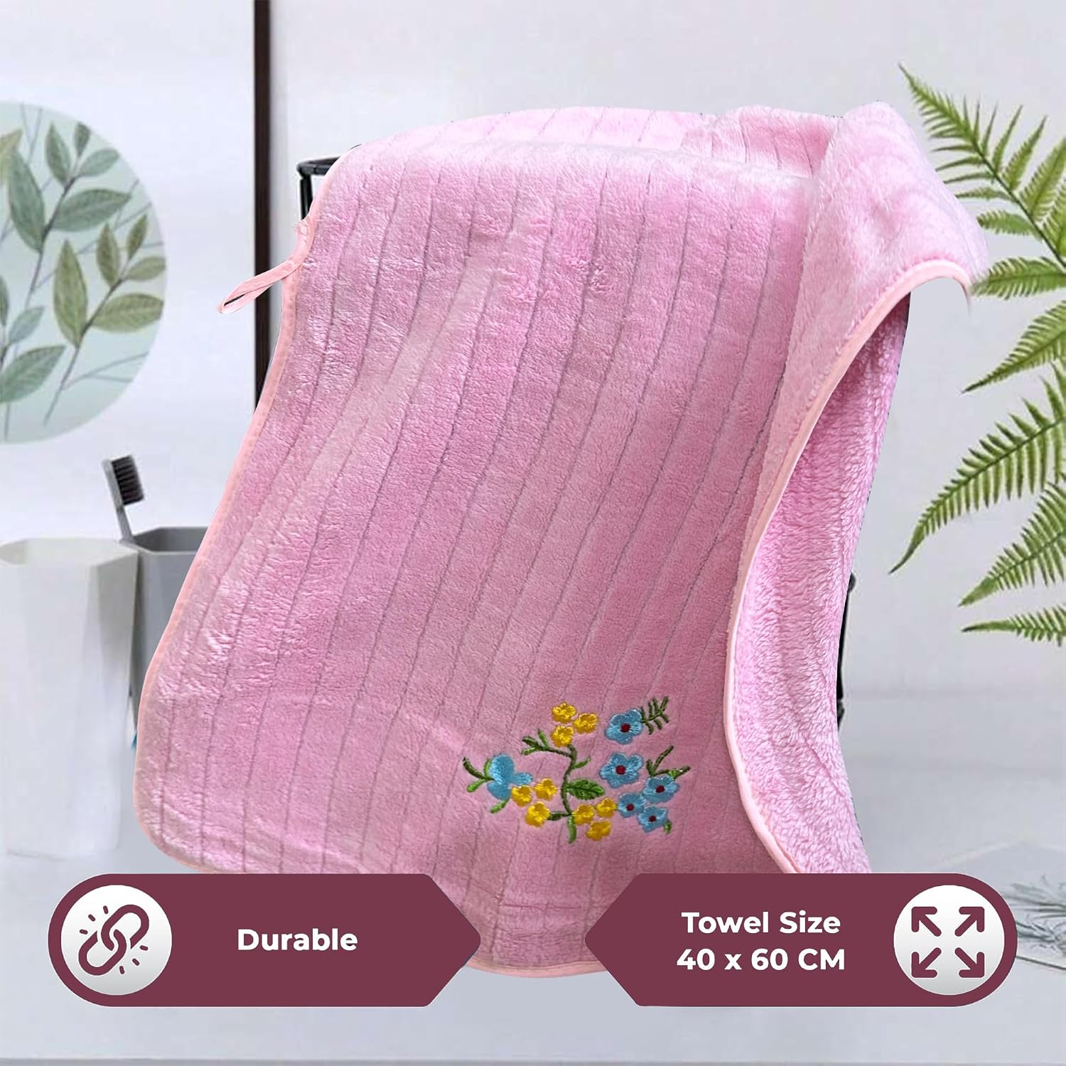 Enrich Homes Hand Small Towels 600 Gsm | Soft Microfiber Face Towels For Men & Women Kitchen & Bathroom Towel Set (Baby Pink)- Set Of 4