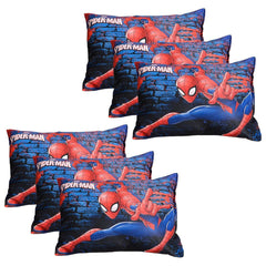 Cotton Marvel Spider Man Print Pillow For Kids, Navy Blue - 12x18 Inches | Super Soft Pillow Filler For Sleeping & Traveling | Easy To Carry - Ideal For Boys & Girls, Comfortable - 6 Pcs