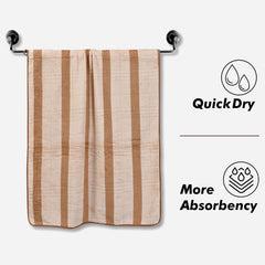 Urbanleaf Microfiber Large Bath Towel 350 Gsm | Quick Dry Super Absorbent Bath Towel For Men & Women (Brown - Stripe)