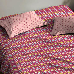 100% Cotton Bedsheet Double Bed For Queen Size With 2 Pillow Covers - 90 X 100 Inches, Pink | Ideal For Daily Use - Perfect For Queen Bed Durable & Wrinkle Free