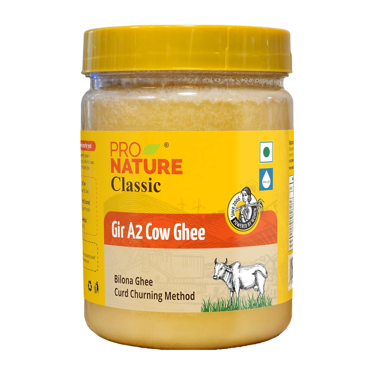 Premium Classic Gir Cow Ghee By Pro Nature | Good Source Of Protein Fiber Healthy Desi Ghee Perfect For Parathe | (500ml) 16.9 Ounce | Jar Pack