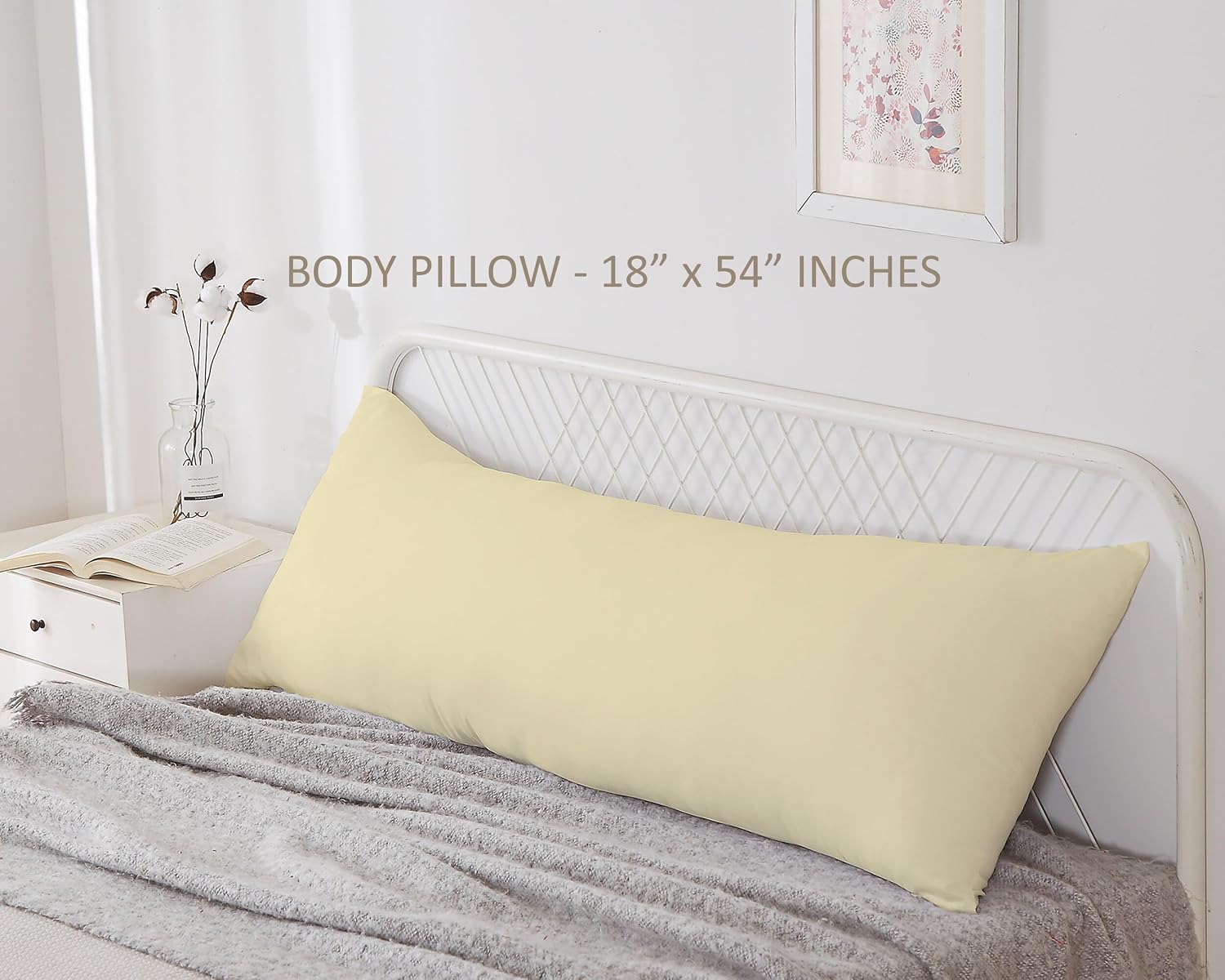 Soft Microfiber Hug Pillow For Sleeping, Full Body Pillow, Cream - 18 X 54 Inch | Long Pillow For Bed, Pregnancy Soft Pillow For Sleeping, Large Pillow, Neck Support, Multipurpose Use