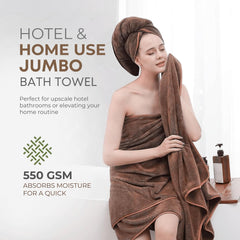 Pro Linen 100% Cotton Jumbo Bath Towel 550 Gsm | Extra Large Super Soft & Fluffy | Hotel & Home Use (Coffee)