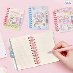Cute Mini Spiral Notebooks, A7 Kawaii Cartoon Memo Notepads, 80 Sheets, 160 Pages Each