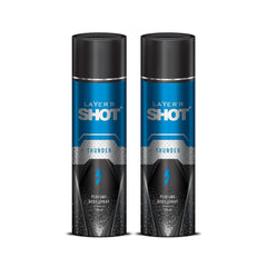 Layer'r Shot Thunder 120ml 4 Fl.oz. Each Combo Of 2 |  Long Lasting Perfume Body Spray | Ideal  For Men