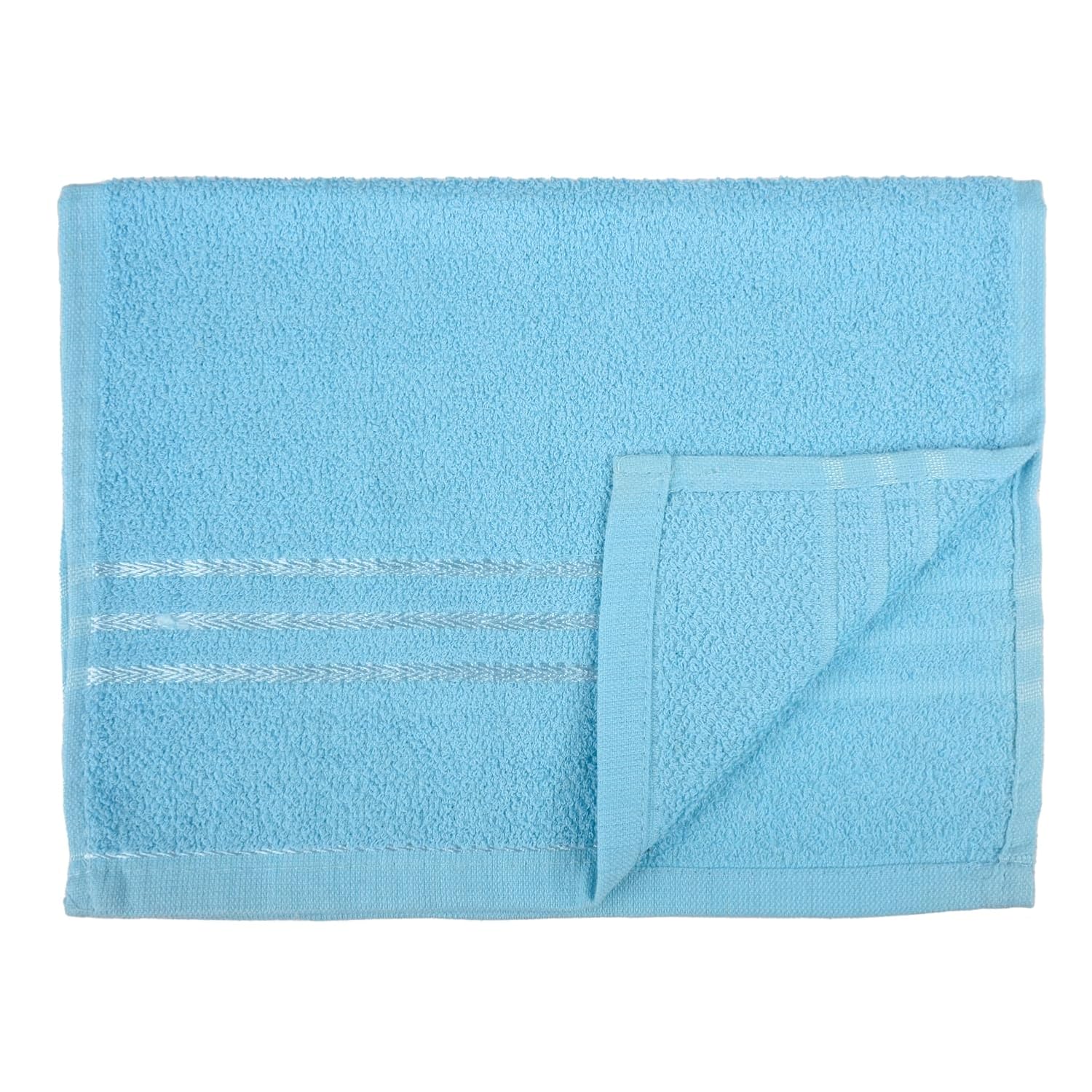 Heart Home Face Towel 800 Gsm | Facewash For Travel Workout Hand Towel | Lining Design Pack Of 4 (Blue)