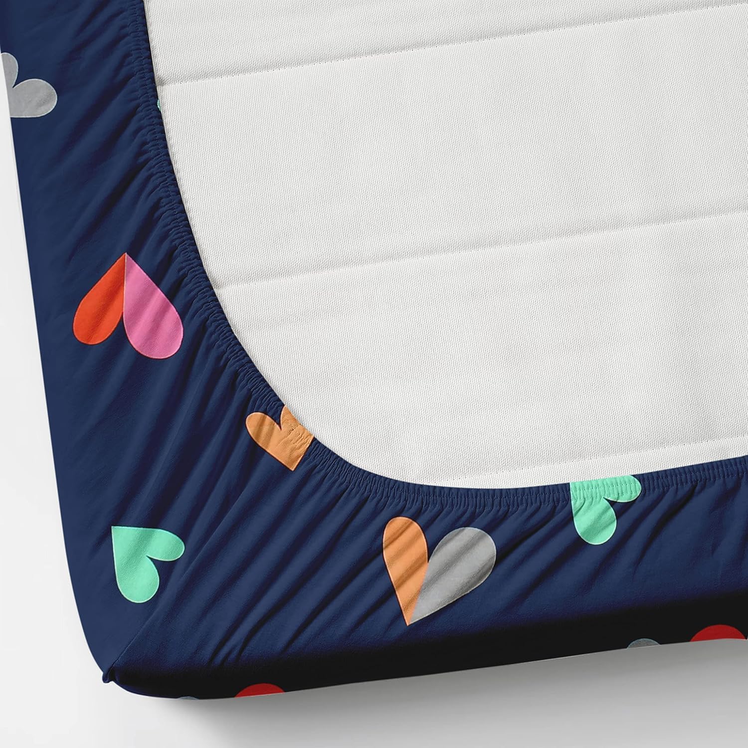 Double Bedsheet Queen Size Elastic Fitted With 2 Pillow Cover - 60 X 78 + 8 Inches, Navy Blue | Resistance & Wrinkle Recovery