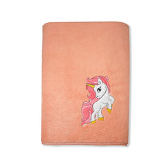 Maxoshine Microfiber Kids Bath Towels 400 Gsm | Quick Dry Super Absorbent Super Soft Bath Towel For Babies Toddler-Baby Towel - Orange (Unicorn Design)
