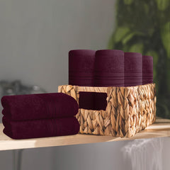 Boutiquo Ultra Soft 100% Cotton Washcloths 1800 Gsm | Contains Face Cloths Compact & Lightweight Multi Purpose Washcloths - Burgundy (12 Piece)