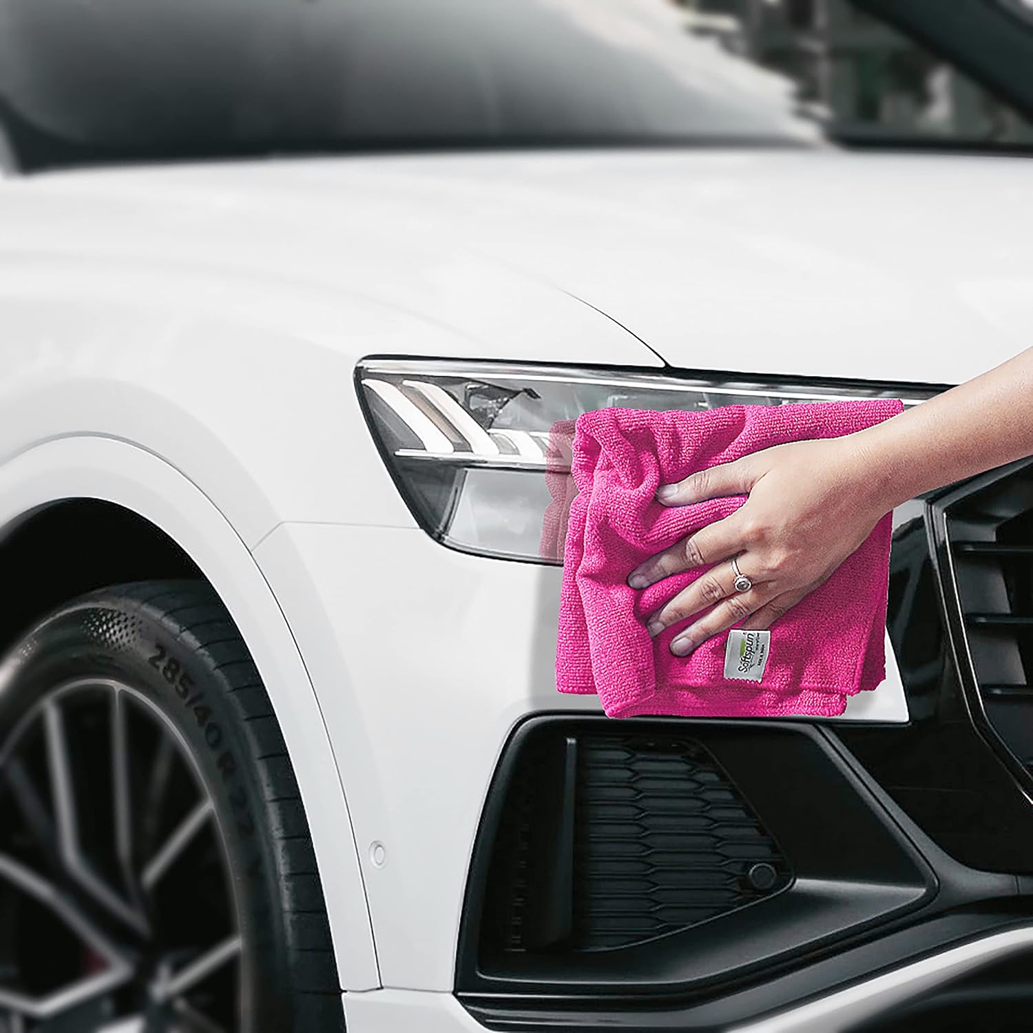 Softspun Microfiber Cloth 450 Gsm | Thick Lint & Streak-Free Multipurpose Cloths Automotive Microfibre Towels (3 Pcs) - Pink