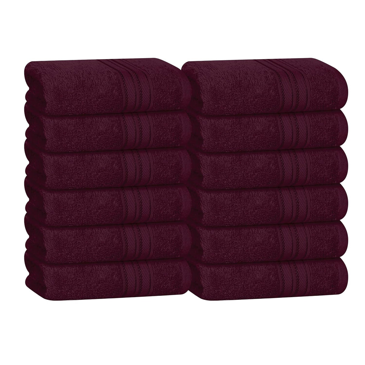 Boutiquo Ultra Soft 100% Cotton Washcloths 1800 Gsm | Contains Face Cloths Compact & Lightweight Multi Purpose Washcloths - Burgundy (12 Piece)