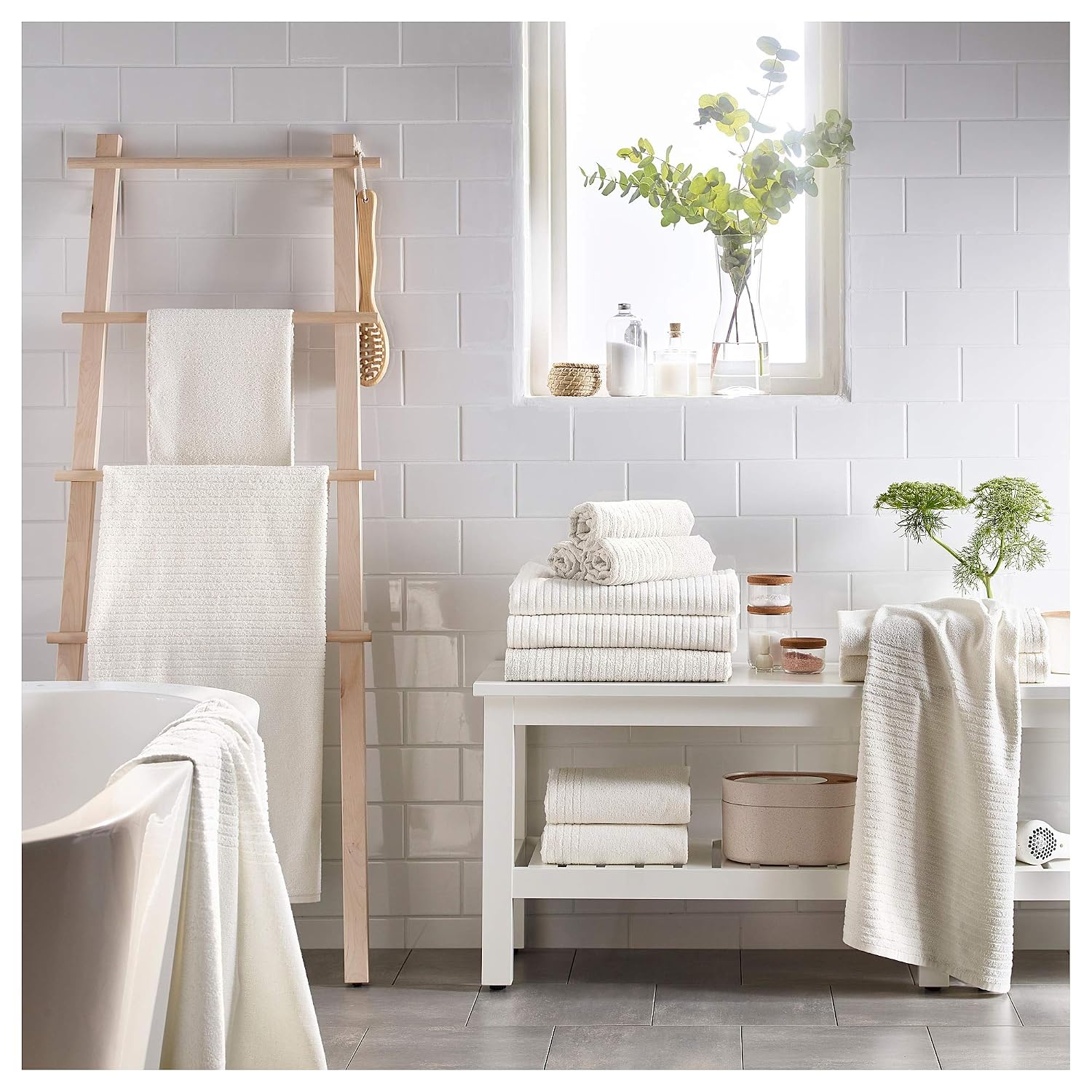 Ikea Vagsjon Hand Towel 250 Gsm | Soft & Highly Absorbent Hand Towel (White)
