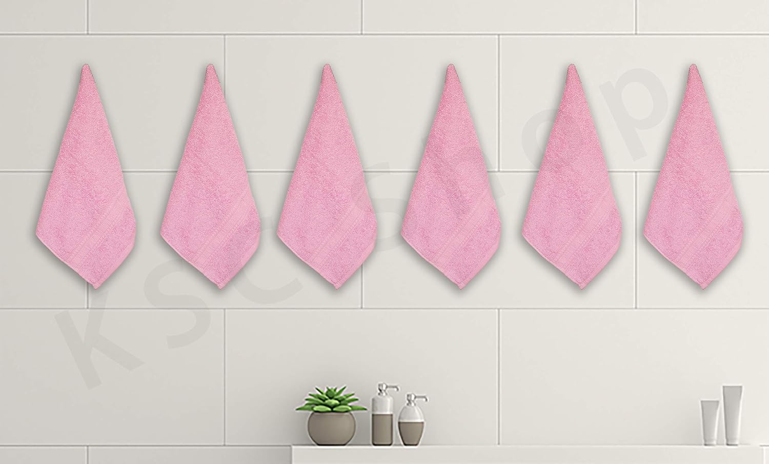 Ksc Shop Royal Cotton Hand Towel 750 Gsm - Set Of 6 (Baby Pink)