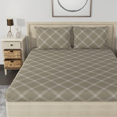 Cotton 210 TC Premium Queen Size For Bedsheet With 2 Pillow Covers - 88 X 100 Inches, Brandon Beige | All Weather Comfort & Bedroom - Softness & Natural Breathability