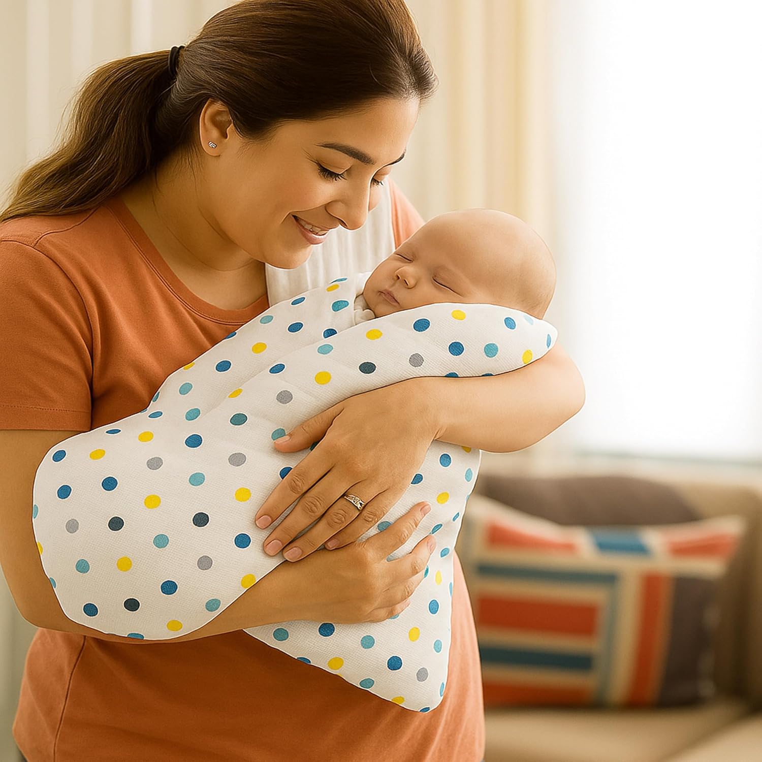 Organic Cotton Muslin Baby Bath Towel 200 Gsm | Cotton Cloth Premium Baby Washable Reusable, Absorbent, Extra Soft (Multi Dot & Multi Feather)- Pack Of 2