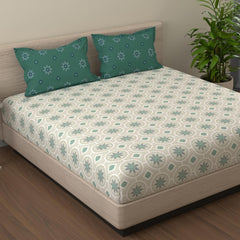 Bedsheet For King Size With 2 Pillow Cover - 108 X 108 Inches, Dark Green | Suitable For All Weather Season - 4 Pcs Bedding Set