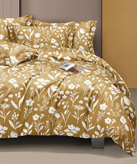 Double Bedsheet For King Size With 2 Pillow Cover + Comforter (72 X 78 Inches, Brown) | Super Soft Glace Cotton Elastic Fitted All Around | Soft To Touch & Light Weight
