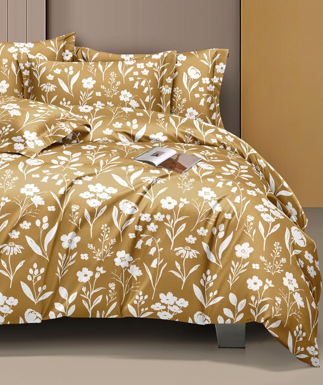Printed King Size Double Bed Bedsheet With 2 Pillow Cover | 72 X 78 Inches, Brown | All Around Elastic Fitted Bedsheet | Softness & Comfortable Rest In Any Season