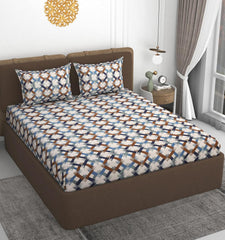 All Around Elastic Fitted Bedsheets King Size With 2 Pillow Covers | Double Size 72 X 78 X 10 Inches, Multicolor - Ideal For Hotel, House, Bedroom, Guest House